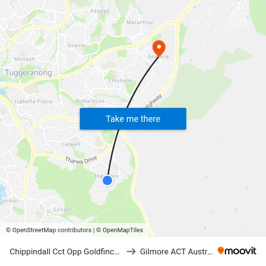 Chippindall Cct Opp Goldfinch Cct to Gilmore ACT Australia map