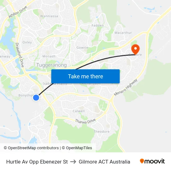 Hurtle Av Opp Ebenezer St to Gilmore ACT Australia map