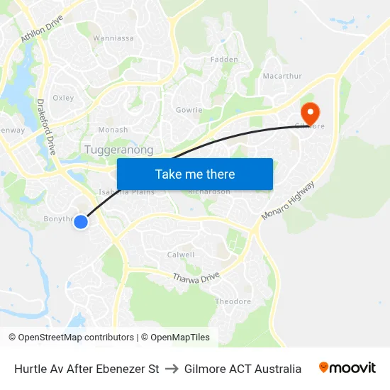 Hurtle Av After Ebenezer St to Gilmore ACT Australia map