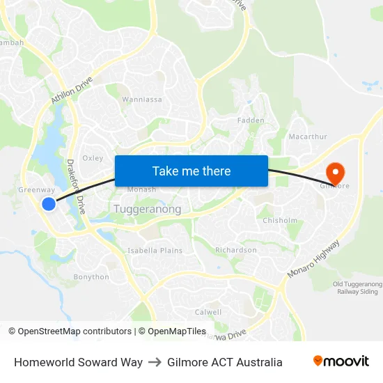 Homeworld Soward Way to Gilmore ACT Australia map