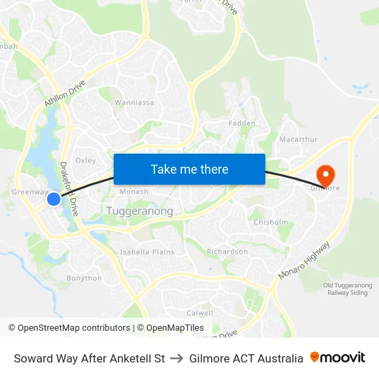 Soward Way After Anketell St to Gilmore ACT Australia map