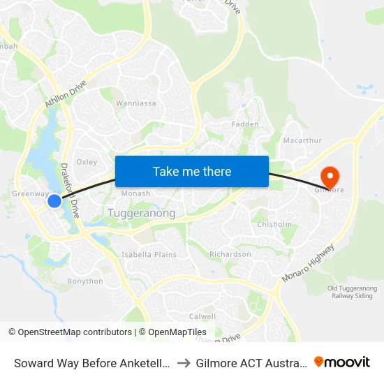 Soward Way Before Anketell St to Gilmore ACT Australia map