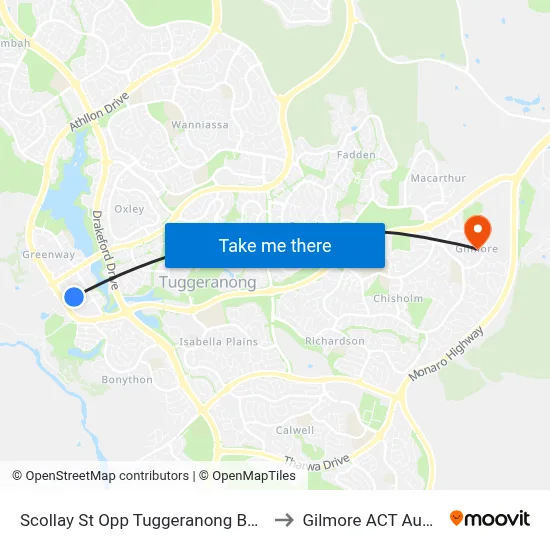 Scollay St Opp Tuggeranong Bus Depot to Gilmore ACT Australia map