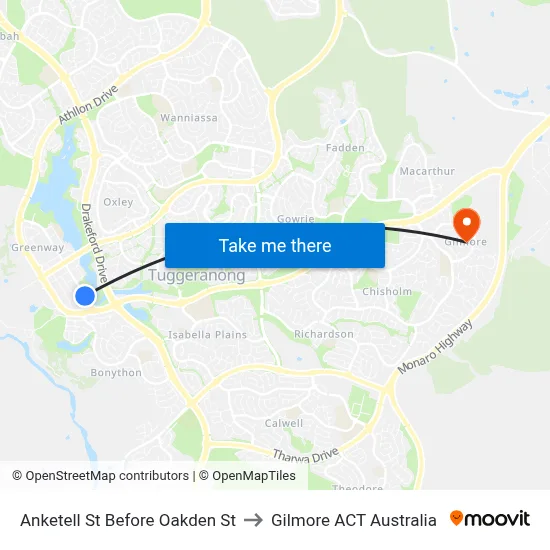 Anketell St Before Oakden St to Gilmore ACT Australia map
