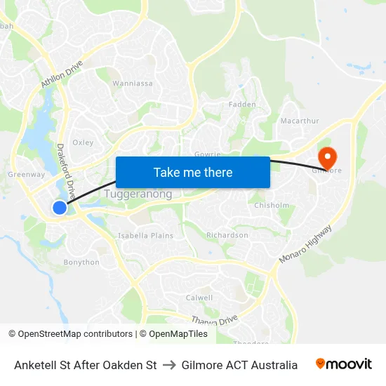 Anketell St After Oakden St to Gilmore ACT Australia map