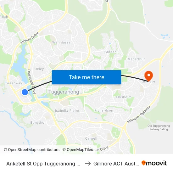 Anketell St Opp Tuggeranong Square to Gilmore ACT Australia map