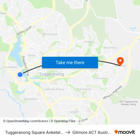 Tuggeranong Square Anketell St to Gilmore ACT Australia map