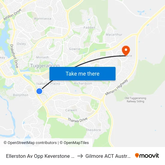 Ellerston Av Opp Keverstone Cct to Gilmore ACT Australia map