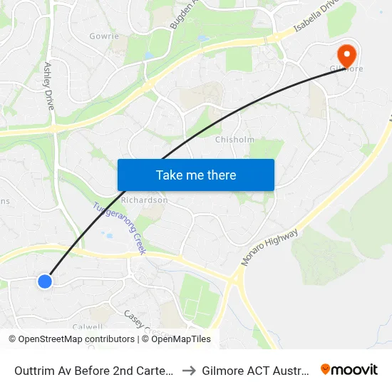 Outtrim Av Before 2nd Carter Cr to Gilmore ACT Australia map