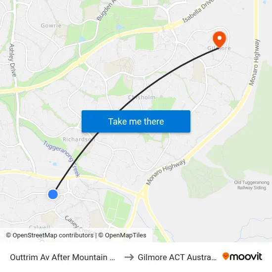 Outtrim Av After Mountain Cct to Gilmore ACT Australia map