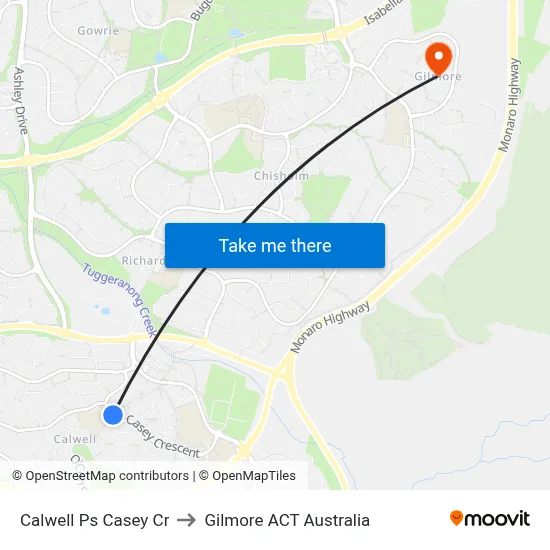 Calwell Ps Casey Cr to Gilmore ACT Australia map