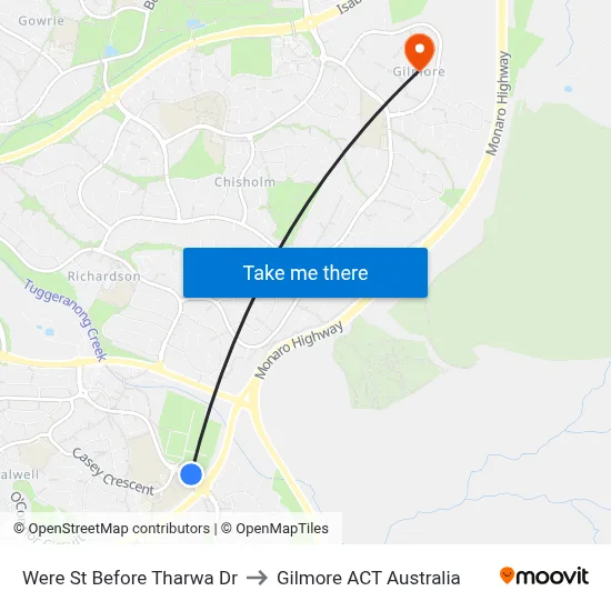 Were St Before Tharwa Dr to Gilmore ACT Australia map
