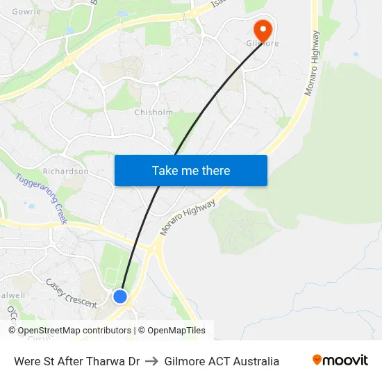 Were St After Tharwa Dr to Gilmore ACT Australia map