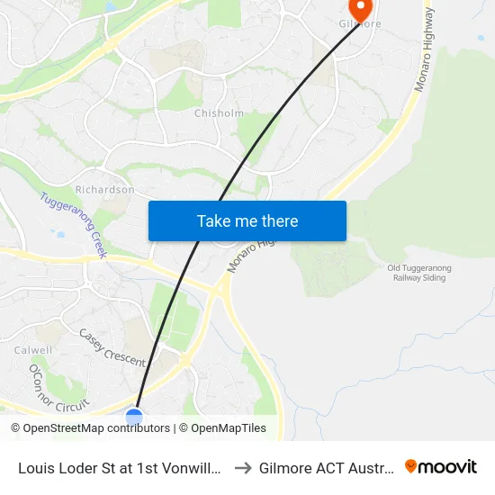 Louis Loder St at 1st Vonwiller Cr to Gilmore ACT Australia map