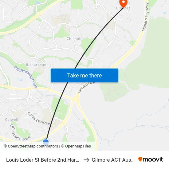 Louis Loder St Before 2nd Hartung Cr to Gilmore ACT Australia map