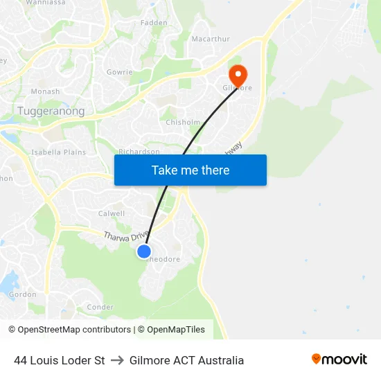 44 Louis Loder St to Gilmore ACT Australia map