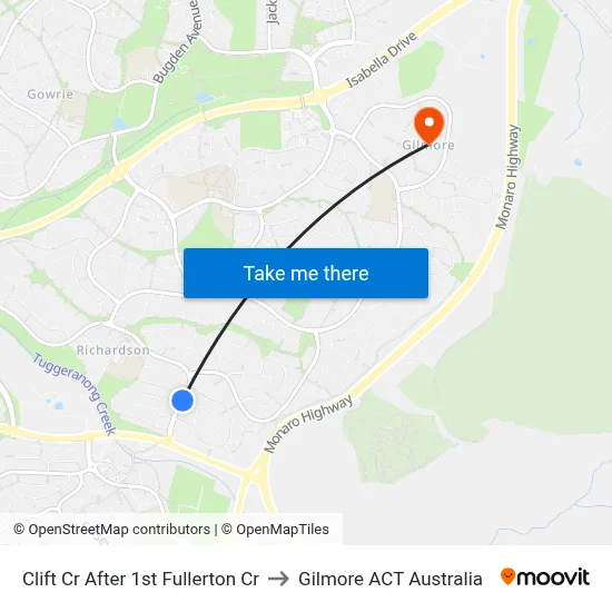 Clift Cr After 1st Fullerton Cr to Gilmore ACT Australia map