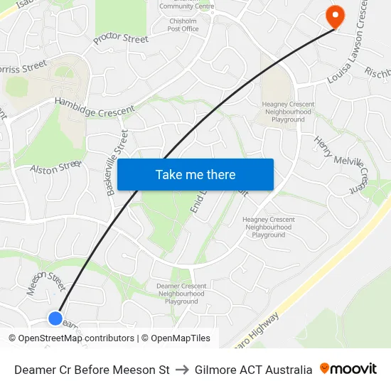 Deamer Cr Before Meeson St to Gilmore ACT Australia map