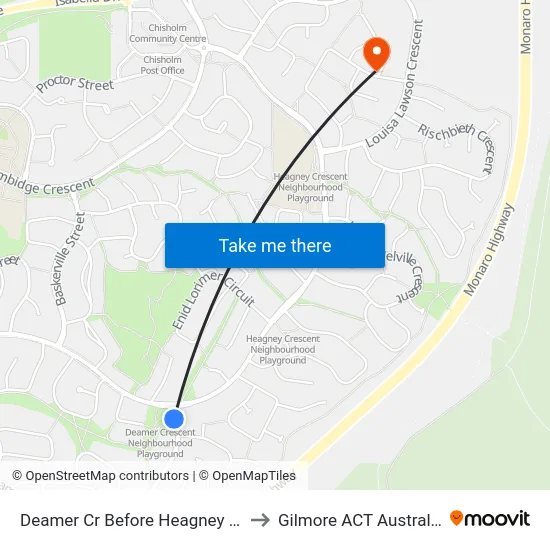 Deamer Cr Before Heagney Cr to Gilmore ACT Australia map