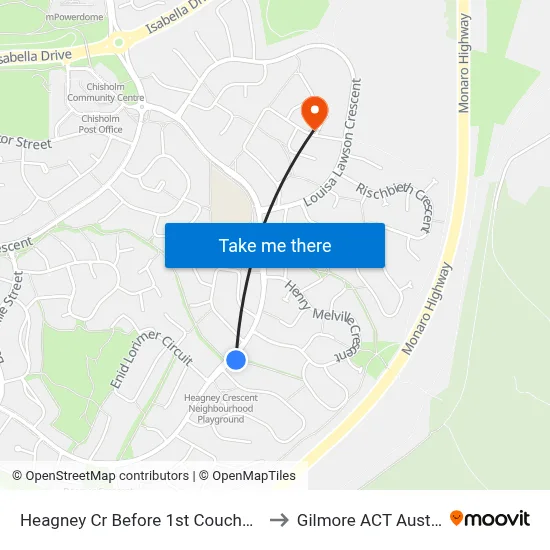 Heagney Cr Before 1st Couchman Cr to Gilmore ACT Australia map