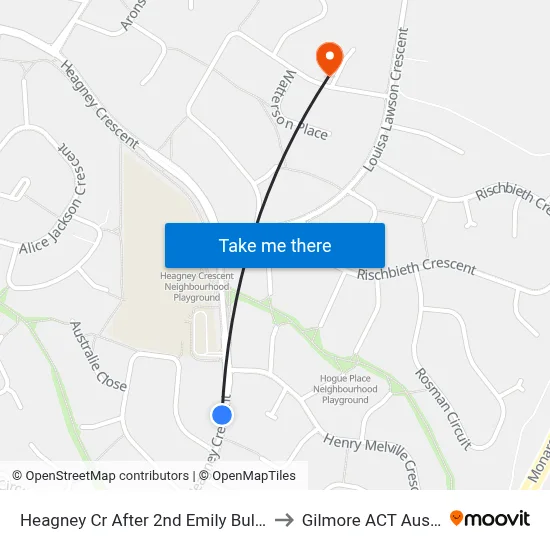 Heagney Cr After 2nd Emily Bulcock Cr to Gilmore ACT Australia map