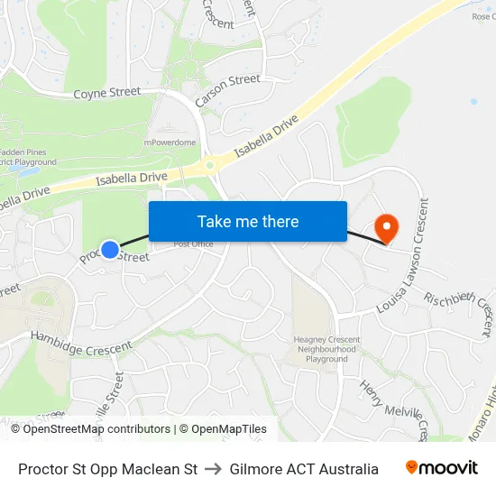 Proctor St Opp Maclean St to Gilmore ACT Australia map