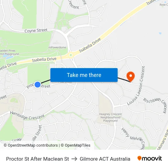 Proctor St After Maclean St to Gilmore ACT Australia map