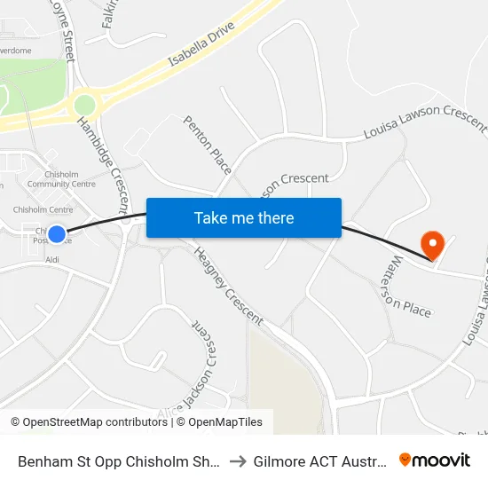 Benham St Opp Chisholm Shops to Gilmore ACT Australia map