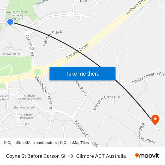Coyne St Before Carson St to Gilmore ACT Australia map