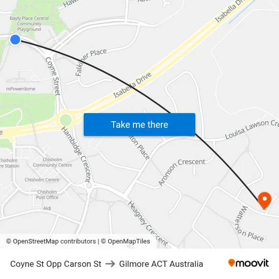 Coyne St Opp Carson St to Gilmore ACT Australia map