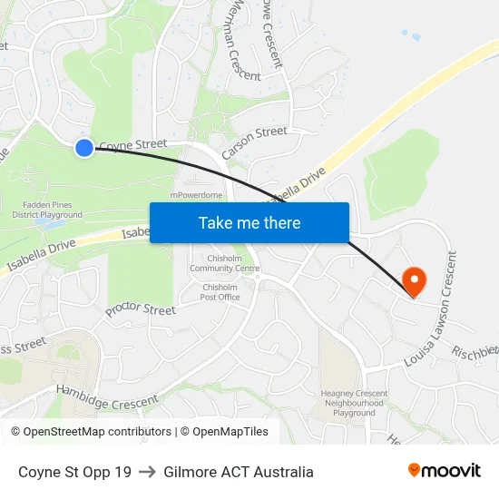 Coyne St Opp 19 to Gilmore ACT Australia map