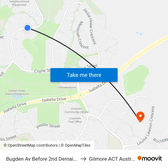 Bugden Av Before 2nd Demaine Cr to Gilmore ACT Australia map
