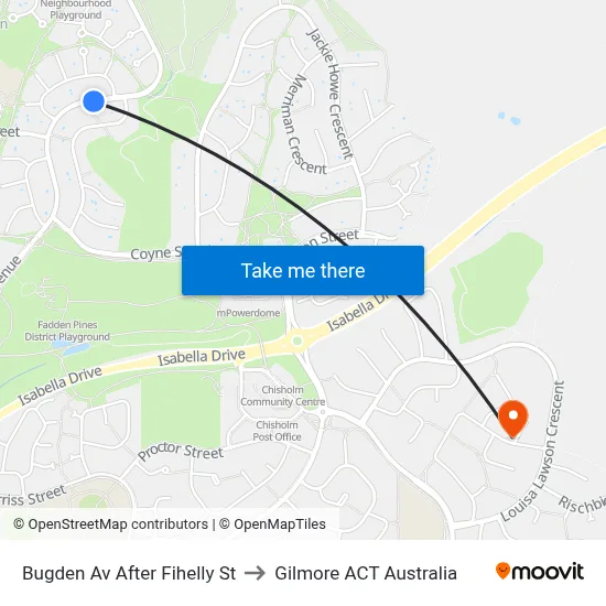 Bugden Av After Fihelly St to Gilmore ACT Australia map