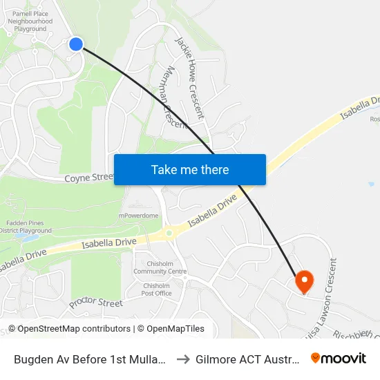 Bugden Av Before 1st Mullan St to Gilmore ACT Australia map