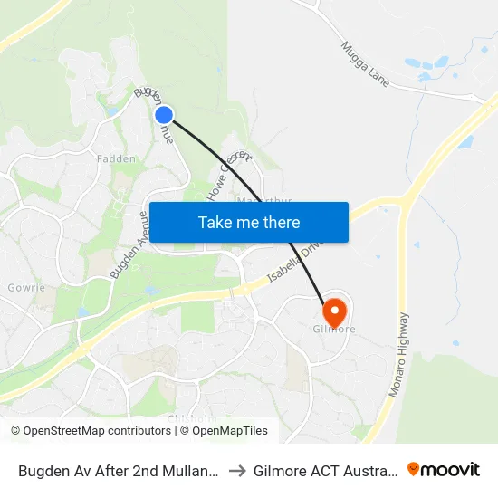 Bugden Av After 2nd Mullan St to Gilmore ACT Australia map