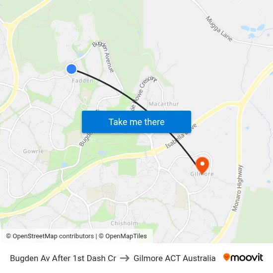 Bugden Av After 1st Dash Cr to Gilmore ACT Australia map