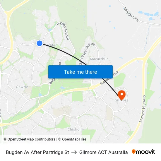Bugden Av After Partridge St to Gilmore ACT Australia map