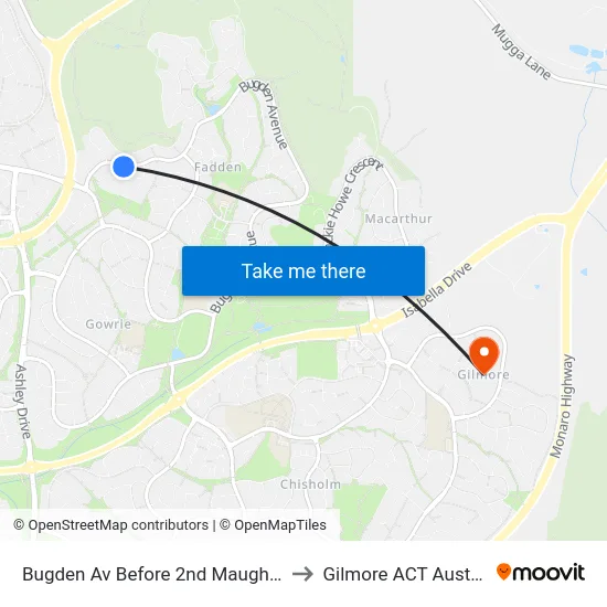 Bugden Av Before 2nd Maughan Cr to Gilmore ACT Australia map