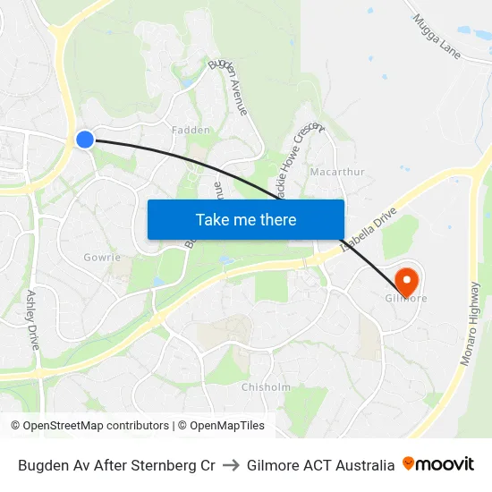 Bugden Av After Sternberg Cr to Gilmore ACT Australia map