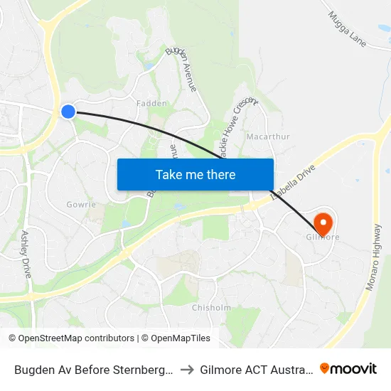 Bugden Av Before Sternberg Cr to Gilmore ACT Australia map