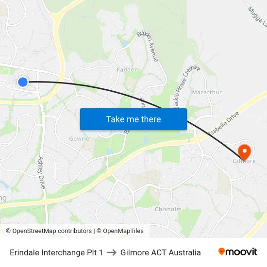 Erindale Interchange Plt 1 to Gilmore ACT Australia map
