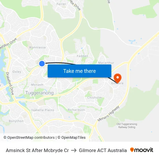 Amsinck St After Mcbryde Cr to Gilmore ACT Australia map
