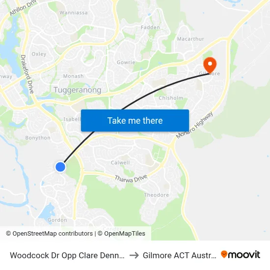 Woodcock Dr Opp Clare Dennis Av to Gilmore ACT Australia map