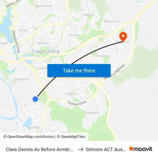 Clare Dennis Av Before Armbruster St to Gilmore ACT Australia map