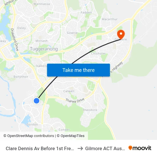 Clare Dennis Av Before 1st Fred Ln Cr to Gilmore ACT Australia map