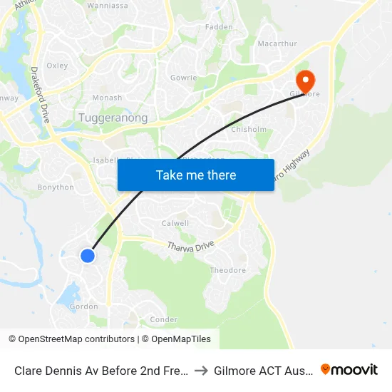 Clare Dennis Av Before 2nd Fred Ln Cr to Gilmore ACT Australia map