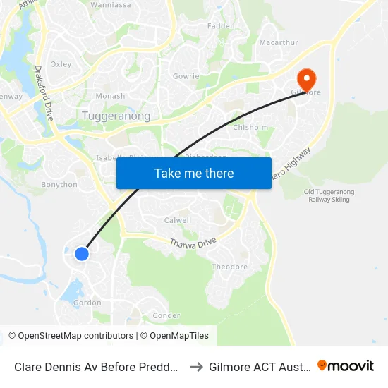 Clare Dennis Av Before Preddey Way to Gilmore ACT Australia map
