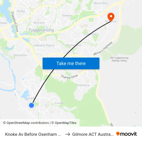 Knoke Av Before Oxenham Cct to Gilmore ACT Australia map