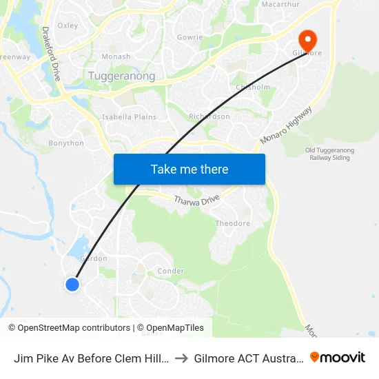 Jim Pike Av Before Clem Hill St to Gilmore ACT Australia map