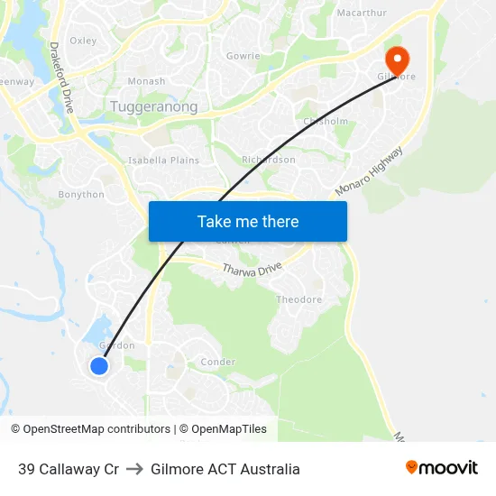 39 Callaway Cr to Gilmore ACT Australia map